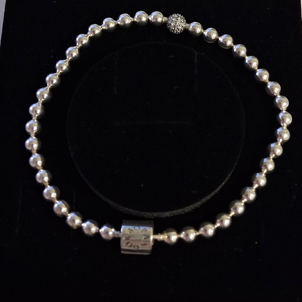 PANDORA Beaded Bracelet with Clear Cubic Zirconia – Sterling Silver, 7.5"